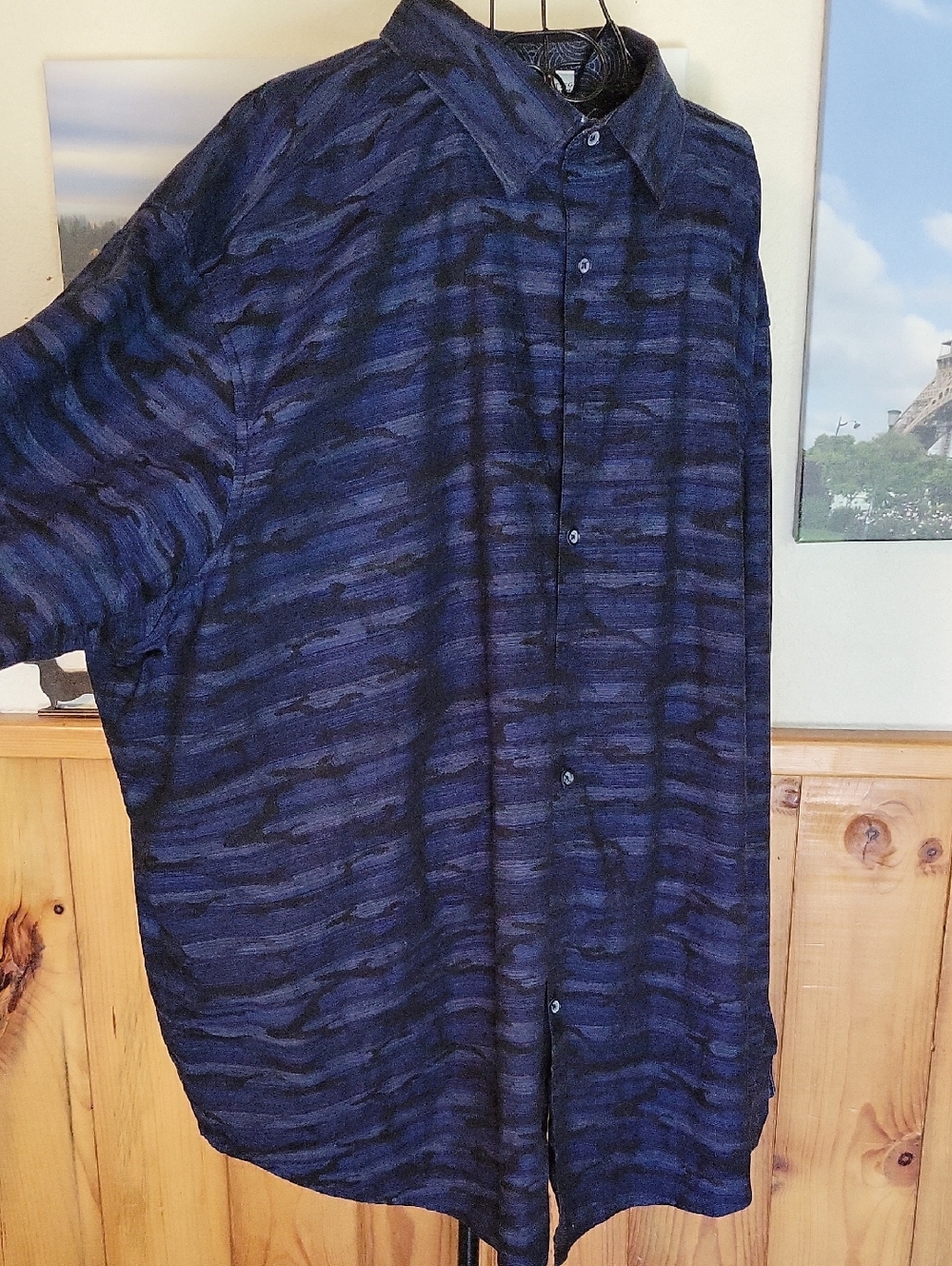 Robert Graham Navy and Black Striped Casual Button-Down Shirt